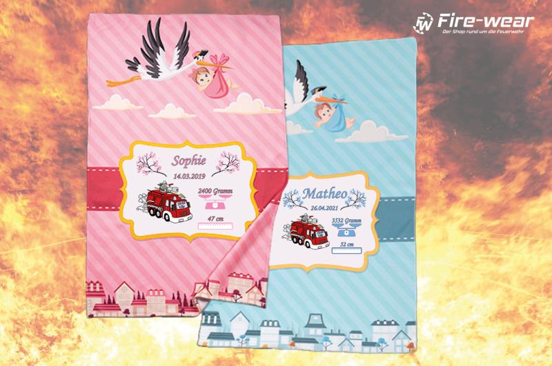 Geburtsgeschenk Decke - Feuerwehrauto